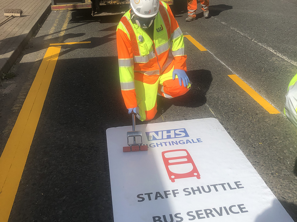 WJ puts finishing touches on temporary markings at London’s Nightingale Hospital