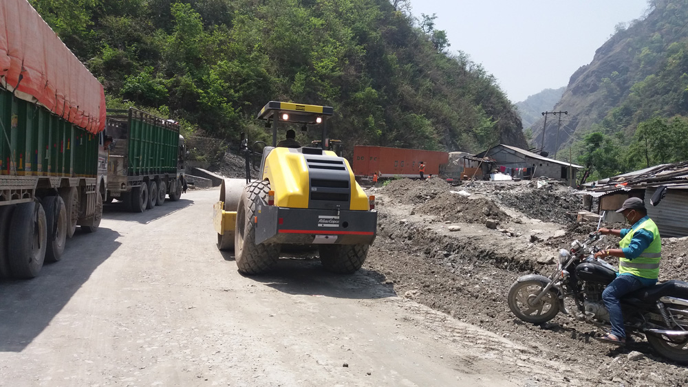Road widening work in Nepal (photo: Ram Krishna Wagle, World Highways correspondent)