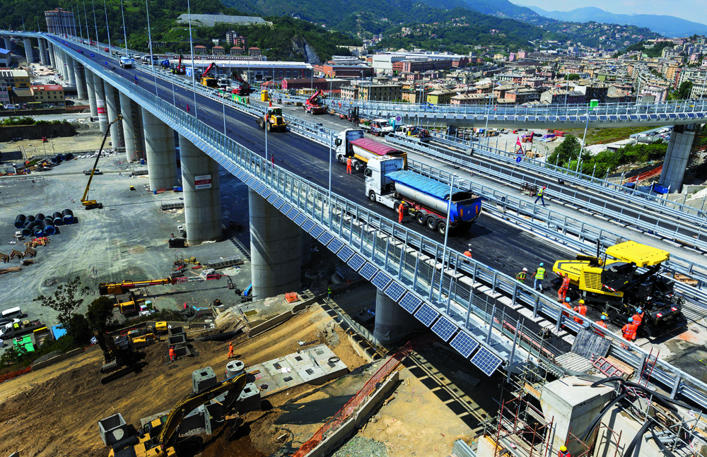 GiPave, graphene-enhanced asphalt, was used for the binder and wearing courses on the new 1,067m-long San Giorgio bridge in Genoa, Italy in July 2020