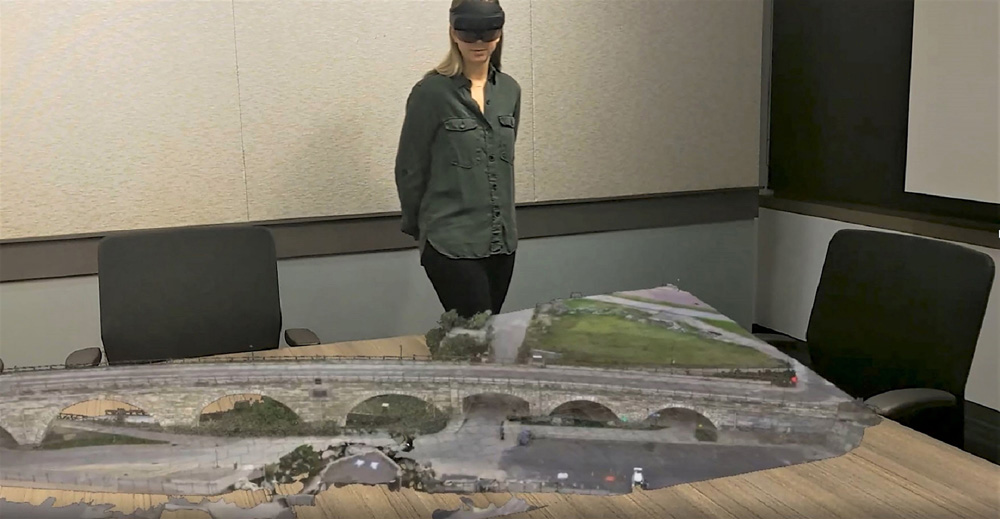 Viewing Stone Bridge With HoloLens | Photo Credit: Bentley Systems