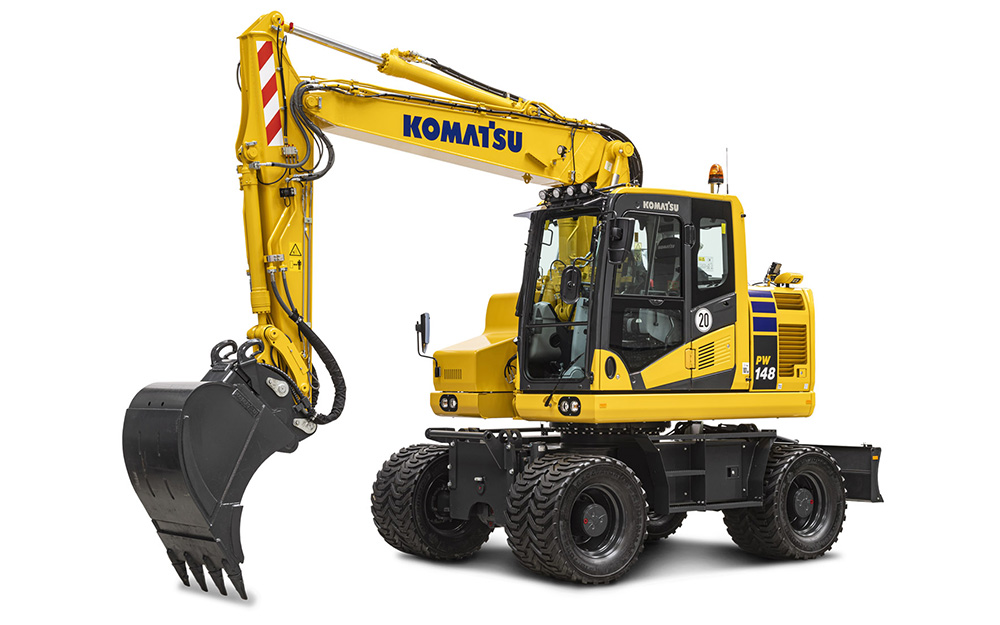Komatsu has fitted new low emission engines to its wheeled excavators