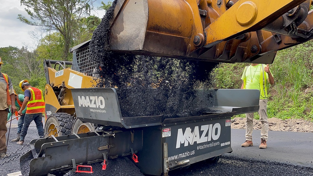 Mazio’s paving attachment SKID Paver for skid steer loaders