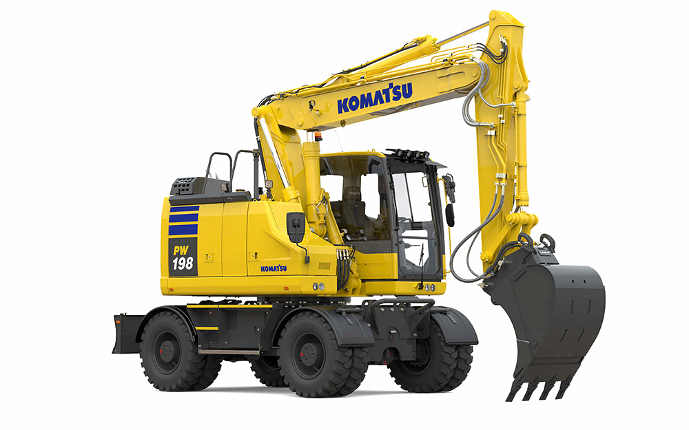 Komatsu’s new PW198-11 wheeled excavator (image courtesyt Komatsu Europe)