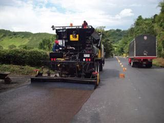 repairing Colombian road 