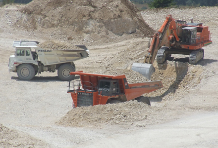 Excavator and Dump Truck at work