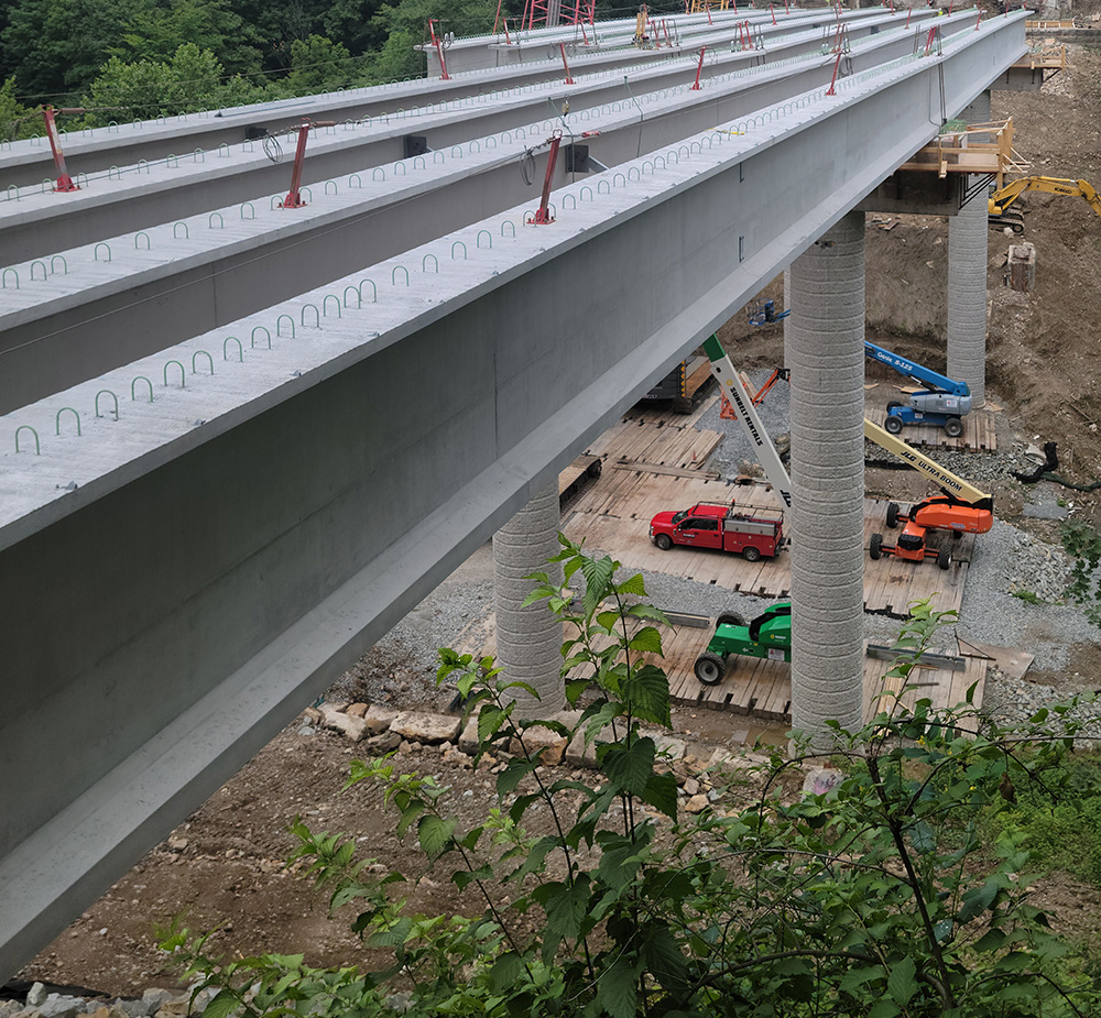 Beams were placed on the Fern Hollow bridge replacement project in early August 2022