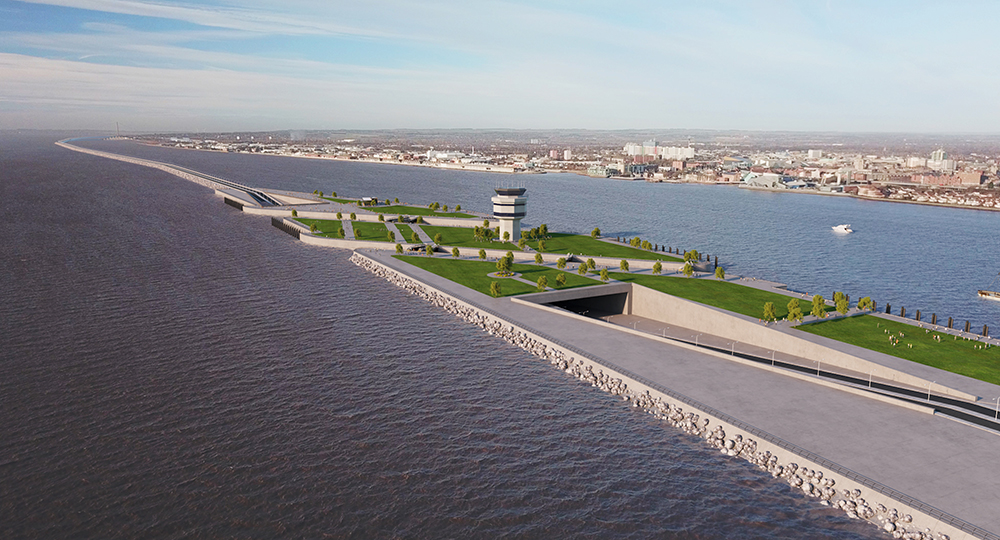 A free-flowing route – effectively an A63 bypass - would run along a causeway and under the River Hull for traffic from the city docks (image courtesy Lagoon Hull)