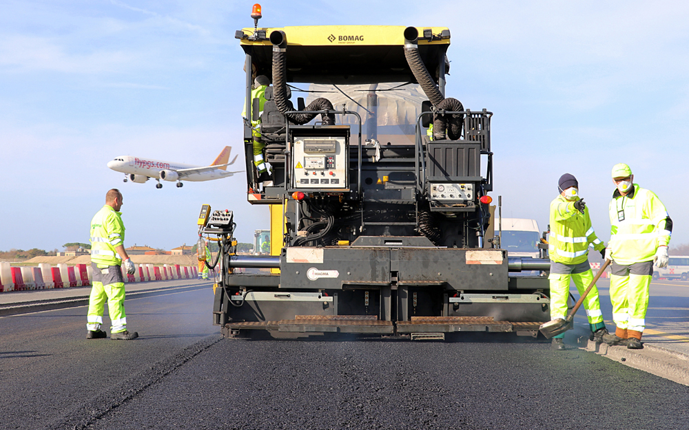 The taxiway stretch has been repaved with the new asphalt additive to test its long term performance
