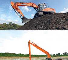 Doosan and Hitachi excavators