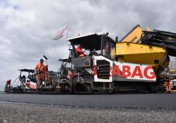 Volvo CE pavers working in echelon were able to pave a military airbase runway in a single day