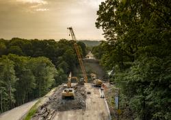 Preparation work was carried out initially for  the West Approach at  the Fern Hollow bridge (Image courtesy of HDR Inc)