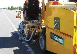 Higgins' Borum BMT 350 road marking machine at work on SH 1 on New Zealand's North Island