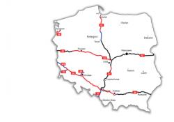 The Polish motorway network in December 2008