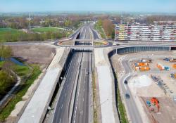 The A7 Motorway at Sneek, Friesland, Netherlands, and the new Lemmerweg interchange