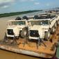 Terex trucks on the barge