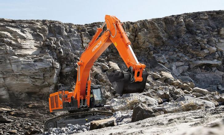 An Hitachi ZX690-7 crawler excavator at work in a quarry