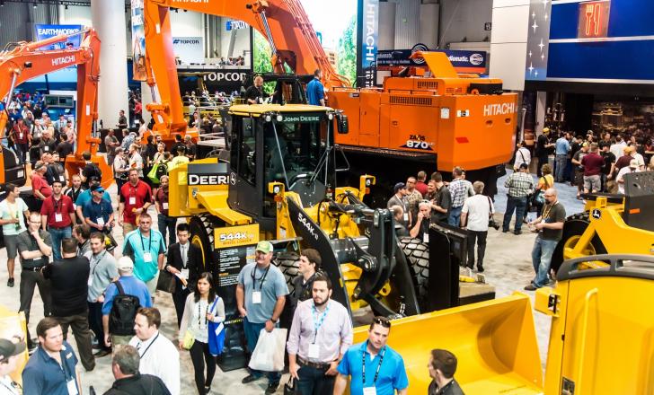 The busy CONEXPO-CON/AGG showground at the 2017 staging of the event. Pic: James Mattil Dreamstime.com